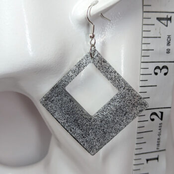 Black Glitter Large Double Square Resin Earrings - Image 2