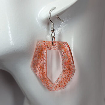 Red Orange Glitter Medium Irregular Shape Resin Earrings