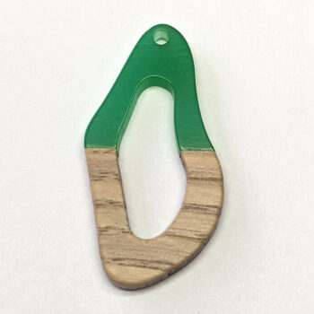 Emerald Green Irregular Oval Geometric Light Wood Resin Pendant