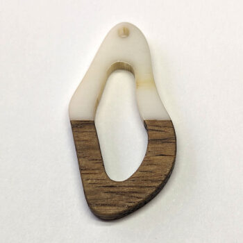 White Irregular Oval Geometric Light Wood Resin Pendant