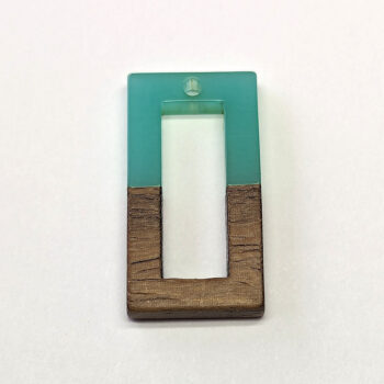 Green Hollow Rectangle Resin Geometric Wood Pendant