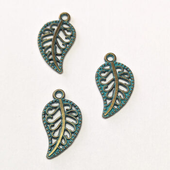 Antique Bronze Patina Small Hollow Leaf Charm