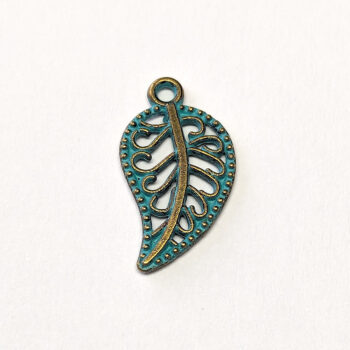 Antique Bronze Patina Small Hollow Leaf Charm - Image 3