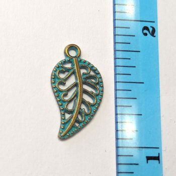 Antique Bronze Patina Small Hollow Leaf Charm - Image 2