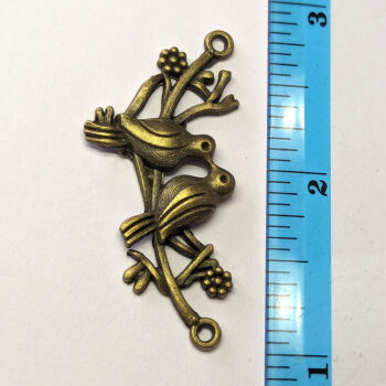 Love Birds Branch Flowers Pendant / Connector Antique Bronze - Image 2