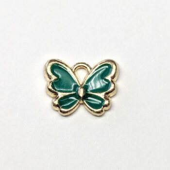 Small Green Butterfly Enamel Charm Gold