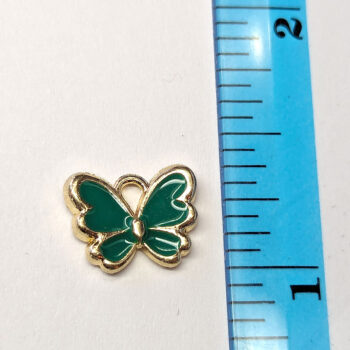 Small Green Butterfly Enamel Charm Gold - Image 5