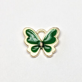 Small Green Butterfly Enamel Charm Gold - Image 3