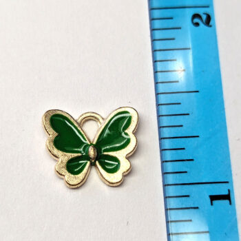 Small Green Butterfly Enamel Charm Gold - Image 2