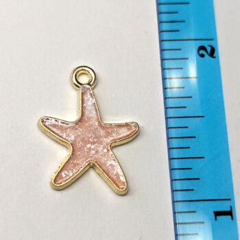 Shiny Pink Starfish Enamel Charm Gold - Image 2