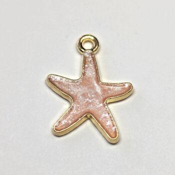 Shiny Pink Starfish Enamel Charm Gold