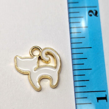 Cute White Cat Enamel Charm Gold - Image 2