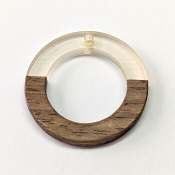 Clear Hollow Round Hoop Resin Geometric Wood Pendant - Image 4