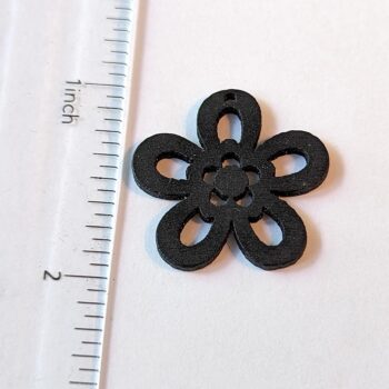 Black Five Petal Hollow Flower Wood Pendant - Image 2