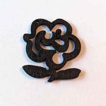 Black Hollow Cutout Flower Wood Pendant