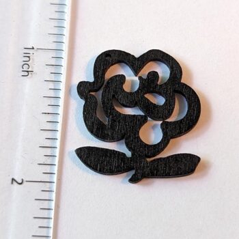 Black Hollow Cutout Flower Wood Pendant - Image 2