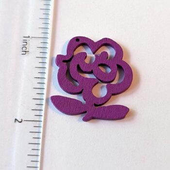 Purple Hollow Cutout Flower Wood Pendant - Image 2