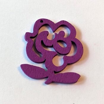 Purple Hollow Cutout Flower Wood Pendant