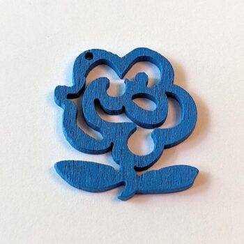 Blue Hollow Cutout Flower Wood Pendant