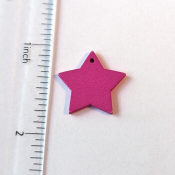 Hot Pink Solid Star Wood Pendant - Image 2