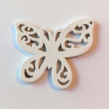 Butterfly Irregular Wings Laser Cut White Wood Pendant