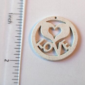 White LOVE Hoop Heart Wood Pendant - Image 2