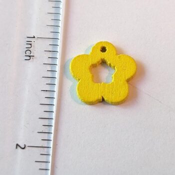 Yellow Minimalist Hollow Flower Wood Pendant - Image 2