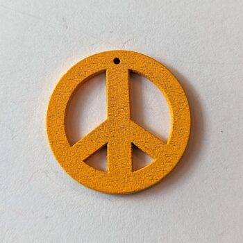 Orange Round Peace Sign Wood Pendant