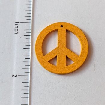 Orange Round Peace Sign Wood Pendant - Image 2