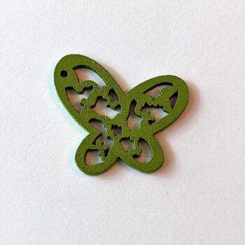 Green Irregular Hollow Cutout Butterfly Wood Pendant