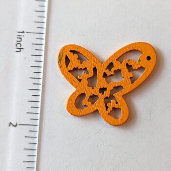 Orange Irregular Hollow Cutout Butterfly Wood Pendant - Image 2