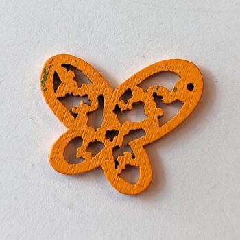 Orange Irregular Hollow Cutout Butterfly Wood Pendant