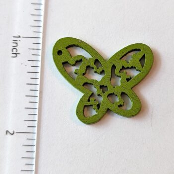 Green Irregular Hollow Cutout Butterfly Wood Pendant - Image 2