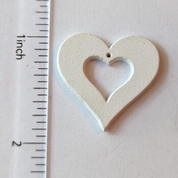 White Chunky Hollow Heart Wood Pendant - Image 2