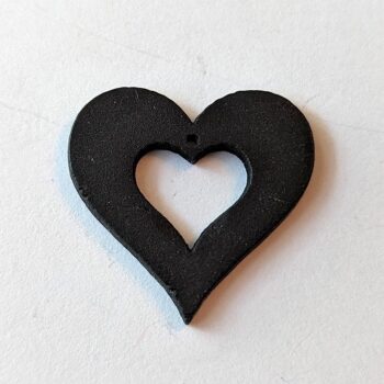 Black Chunky Hollow Heart Wood Pendant