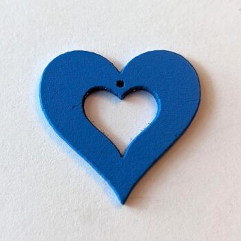 Blue Chunky Hollow Heart Wood Pendant