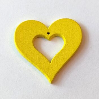 Yellow Chunky Hollow Heart Wood Pendant