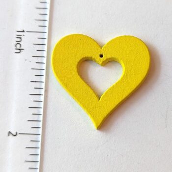 Yellow Chunky Hollow Heart Wood Pendant - Image 2