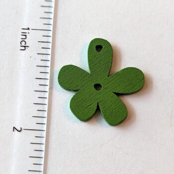 Green Five Petal Irregular Flower Wood Pendant - Image 2