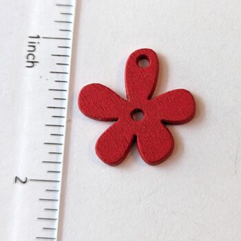 Red Five Petal Irregular Flower Wood Pendant - Image 2