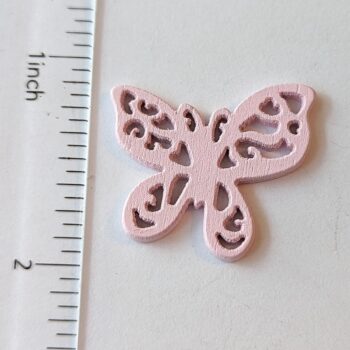 Butterfly Irregular Wings Laser Cut Pink Wood Pendant - Image 2