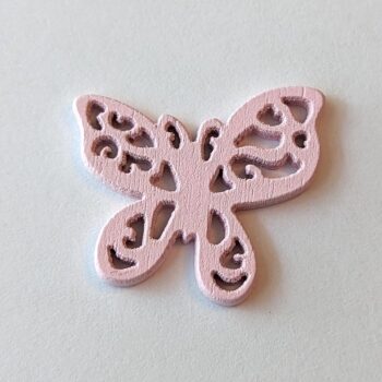 Butterfly Irregular Wings Laser Cut Pink Wood Pendant