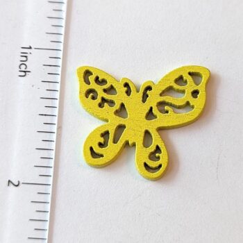 Butterfly Irregular Wings Laser Cut Yellow Wood Pendant - Image 2