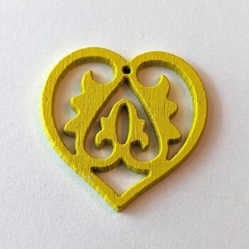 Yellow Decorative Hollow Heart Wood Pendant