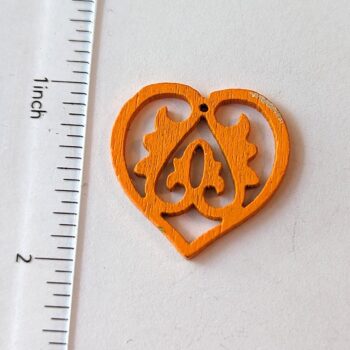 Orange Decorative Hollow Heart Wood Pendant - Image 2