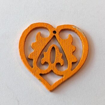 Orange Decorative Hollow Heart Wood Pendant