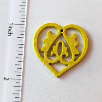 Yellow Decorative Hollow Heart Wood Pendant - Image 2