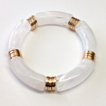 White Gold Boho Bohemia Bamboo Slip-on Acrylic Bracelet