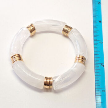 White Gold Boho Bohemia Bamboo Slip-on Acrylic Bracelet - Image 2