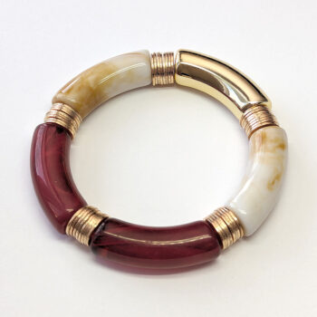 White Red Gold Boho Bohemia Bamboo Slip-on Acrylic Bracelet